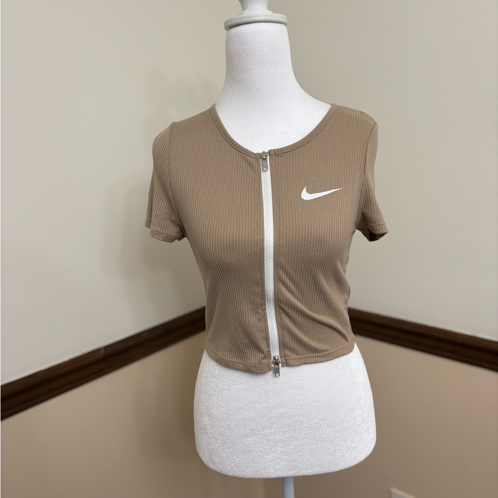 Nike Brown Zip-up Crop Top